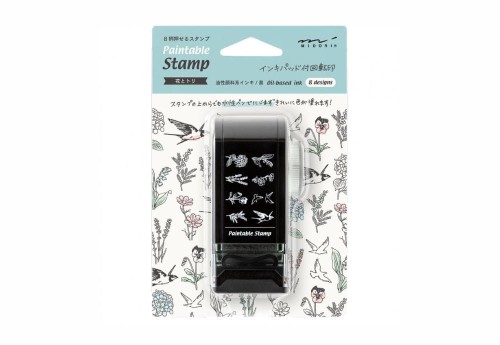 Midori Pieczątka Rotating Stamp Dial Kwiaty i Ptaki