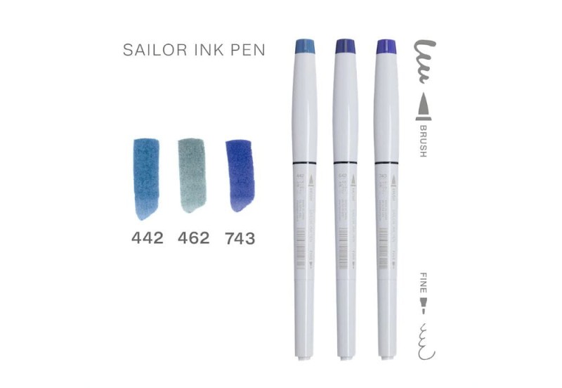 Sailor Zestaw Brush Penów Midnight White Wave.jpg