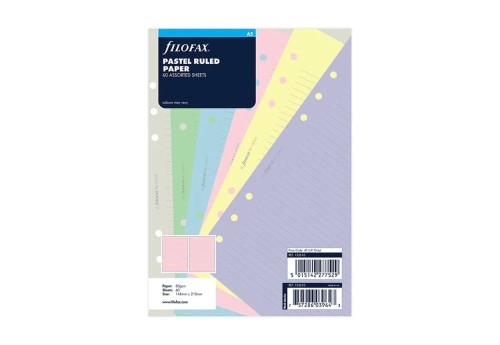 Filofax - wkład do organiera A5: pastelowe kartki - różne rodzaje