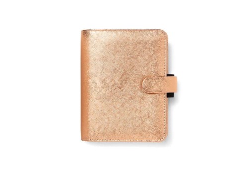 Filofax Saffiano Metallic Pocket - organizer z ekoskóry i notatnik