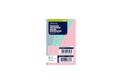 Filofax - wkład do organizera Mini: mix kolorowych kartek w linie - różne kolory