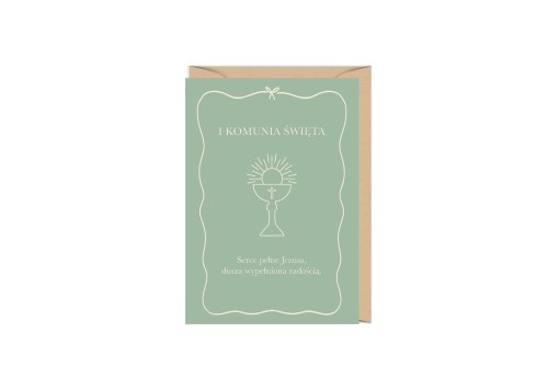 Cudowianki Kartka - Pierwsza Komunia Święta - Kielich w ramce