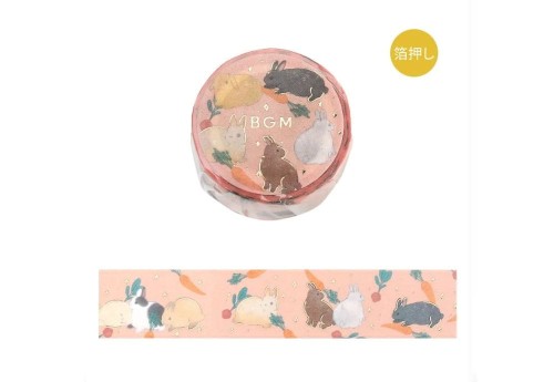 BGM Taśma Washi Rabbit World O'clock snack 20 mm - Marchewkowa Przekąska