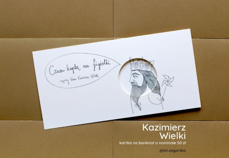 Królewska kartka z kopertą na banknoty KAZIMIERZ WIELKI NOTEKA.jpg