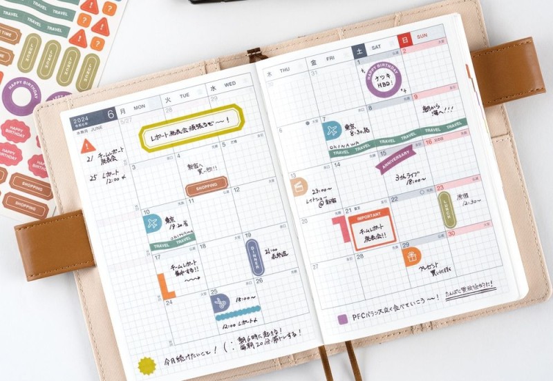 Hobonichi Techo TSUKI no IRO Sticker Set (Schedule)