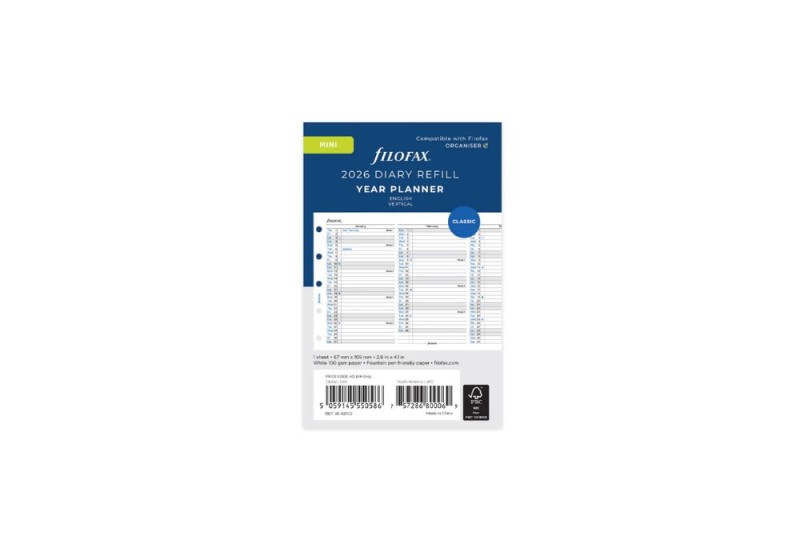 Filofax wkład kalendarzowy Vertical Year Planner 2026 mini NOTEKA.jpg