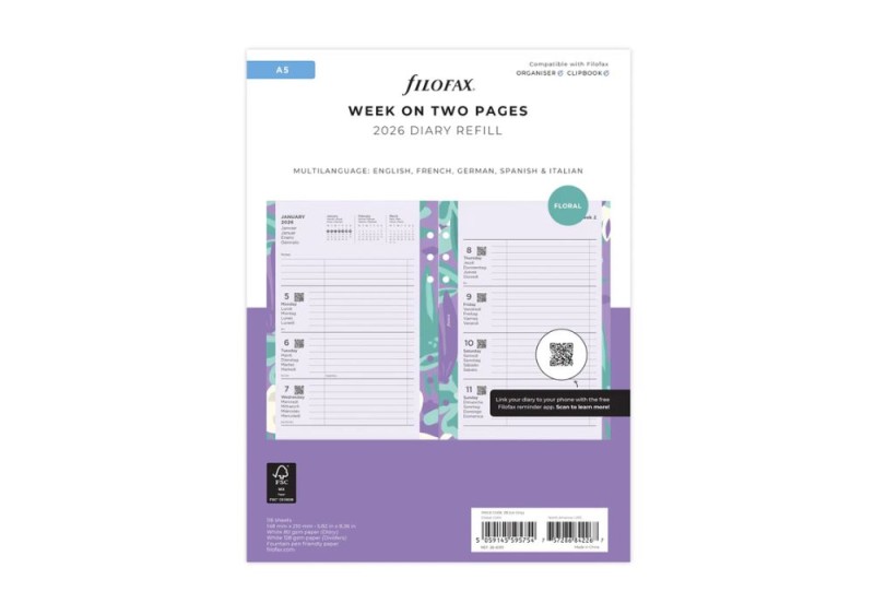 Filofax wkład Floral Illustrated Diary Refill Pack - A5 2026 Multilanguage NOTEKA.jpg