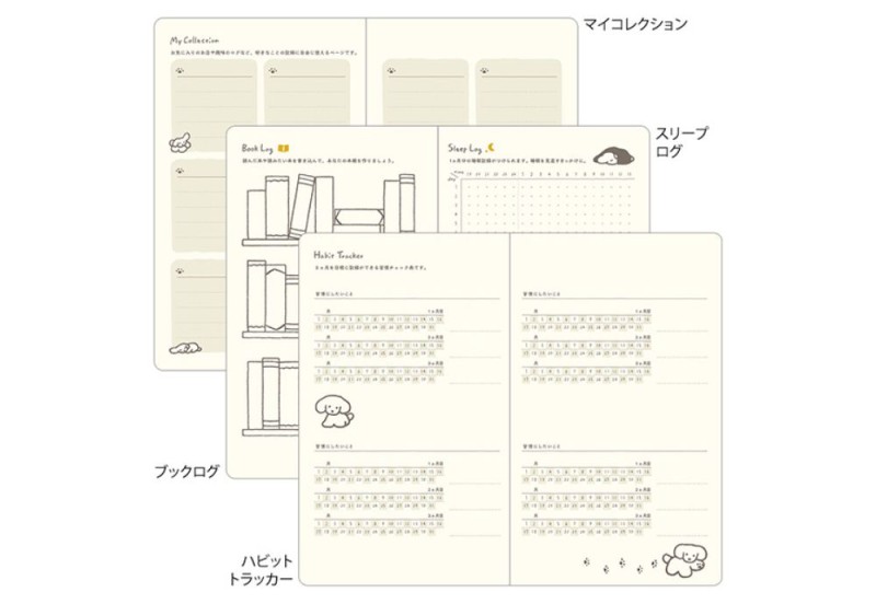 Kalendarz Midori Kalendarz Tygodniowy Book Style Diary B6 2026 Pies - niebieski NOTEKA (7).jpg
