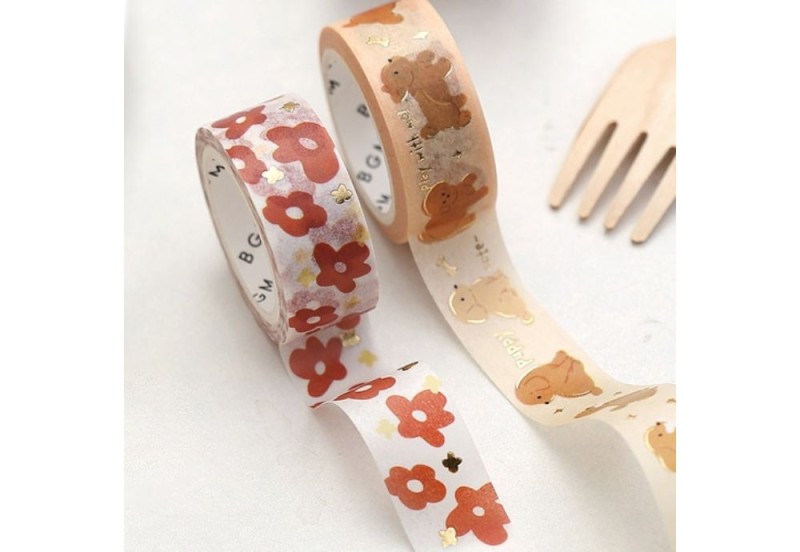 BGM Taśma washi Life Blooming Red Flower NOTEKA (5).jpg