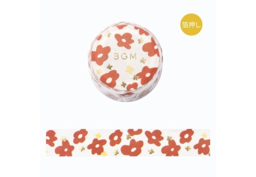 BGM Taśma Washi Life Blooming Red Flower 15 mm - Kwiaty