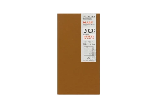 Traveler's Notebook Wkład do notatnika (Regular Size) - Kalendarz tygodniowy pionowy 2026 (Lipiec - Grudzień)