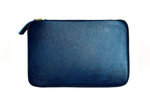 Kyoku Haku Zippered Pen Case Leather Dark Blue - skórzany piórnik na 10 instrumentów