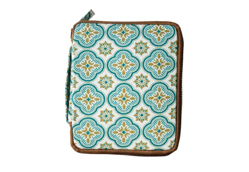 Kyoku Haku Zippered Pen Case Begonia Flowers Brown - piórnik na 10 instrumentów