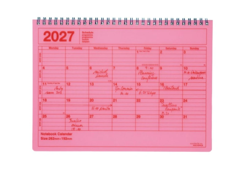 kalendarz biurkowy 2027 mark's japan M neon pink NOTEKA.jpg