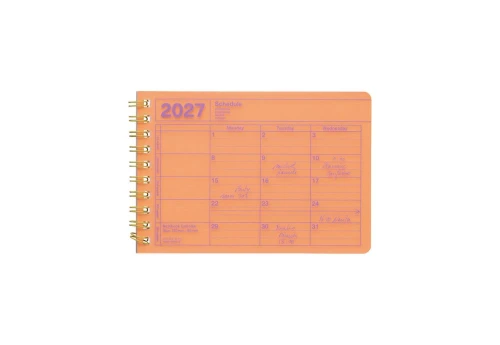 Mark's Japan Kieszonkowy kalendarz miesięczny XS 2027 - neon orange