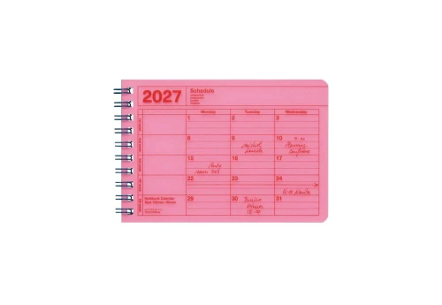 Mark's Japan Kieszonkowy kalendarz miesięczny XS 2027 - neon pink