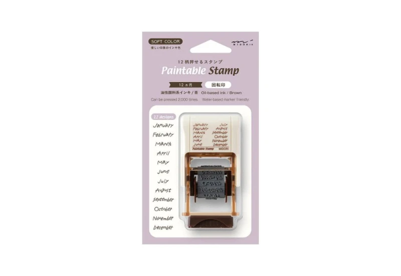 Midori Pieczątka Paintable Stamp Soft Color Brązowa Miesiące NOTEKA.jpg