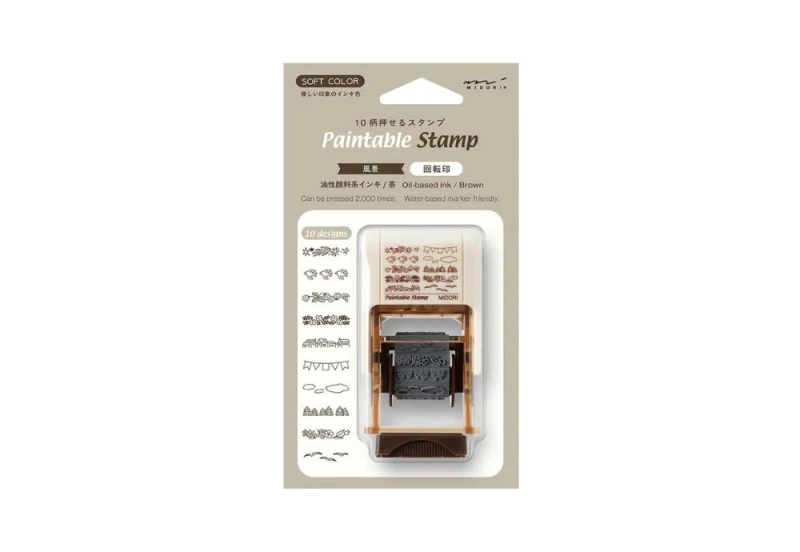 Midori Pieczątka Paintable Stamp Soft Color Brązowa Krajobrazy NOTEKA.jpg